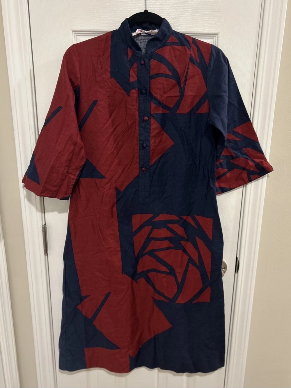 Catherine Ogust Vintage 70s/80s Penthouse Gallery Tunic Dress Cotton Colorblock
